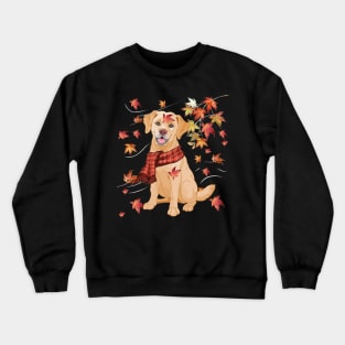 Maple Dog Leaf Fall Hello Autumn Funny Labrador Lover Crewneck Sweatshirt